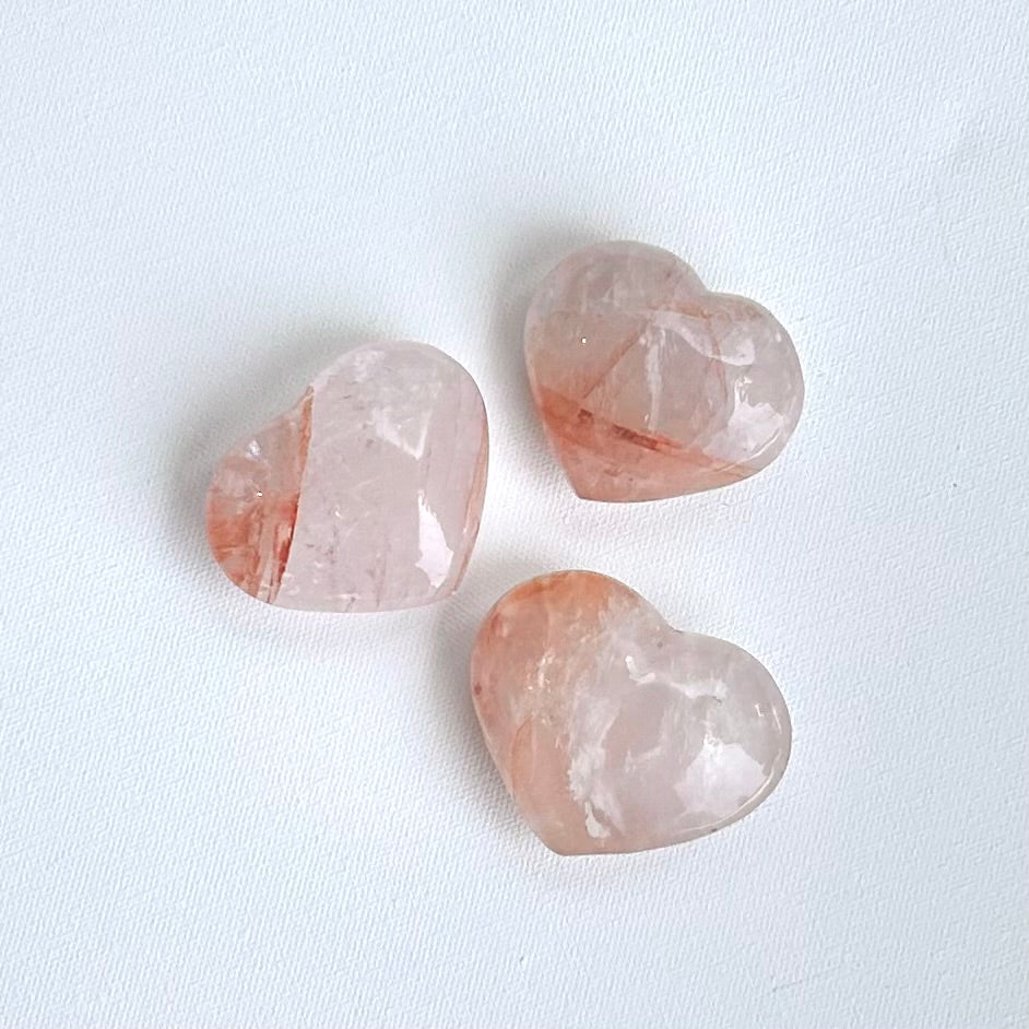 Hematoid Quartz Hearts