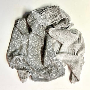 French cotton scarf - gray dots
