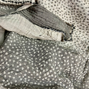 French cotton scarf - gray dots