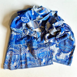 French cotton scarf - blue and white