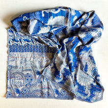 Load image into Gallery viewer, French cotton scarf - blue and white
