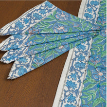 Load image into Gallery viewer, Blue Flowers Block Printed Tablecloth &amp; Napkins
